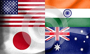 japan,australia,usa and india Quad plus countries flags