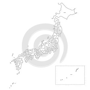 Japan - blank map of prefectures