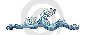 Japan blue wave. Japanese oriental style vector art illustration.