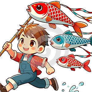 Japan children's day boy carp streamers illustration