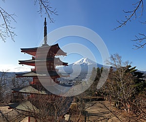 Japan - Chureito Pagoda with Mt Fuji view