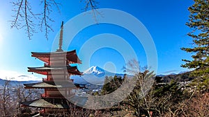 Japan - Chureito Pagoda with Mt Fuji view