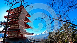 Japan - Chureito Pagoda with Mt Fuji view