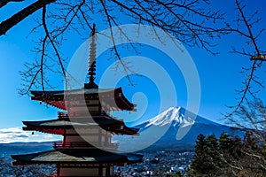 Japan - Chureito Pagoda with Mt Fuji view