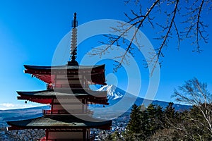 Japan - Chureito Pagoda with Mt Fuji view