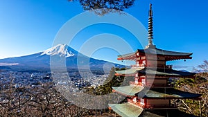 Japan - Chureito Pagoda with Mt Fuji view