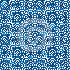Japan cicle half circle line symmetry seamless pattern