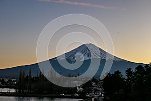 Japan - A close up view on Mt Fuji from Kawaguchiko Lake