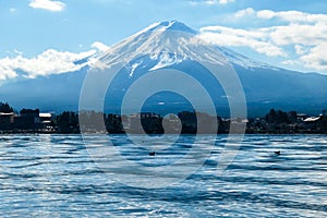 Japan - A close up view on Mt fuji from Kawaguchiko Lake