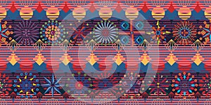 Japan color mandala horizontal banner seamless