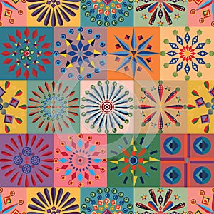 Japan color mandala seamless pattern