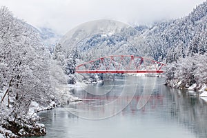 Japan countryside winter landscape
