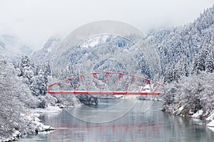 Japan countryside winter landscape