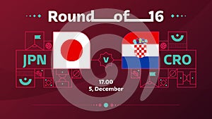Japan croatia playoff round of 16 match Football 2022. 2022 World Football championship match versus teams intro sport background