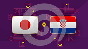 Japan croatia playoff round of 16 match Football 2022. 2022 World Football championship match versus teams intro sport background