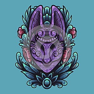 Japan culture kitsune mask ornamental illustration