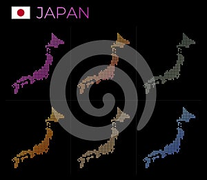 Japan dotted map set.