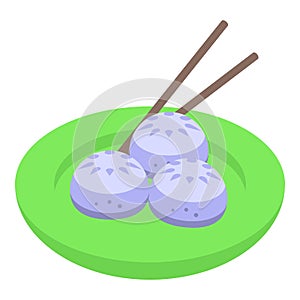 Japan dumpling icon isometric vector. Japanese food
