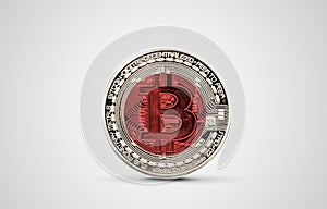 Japan flag on a bitcoin cryptocurrency coin. 3D Rendering