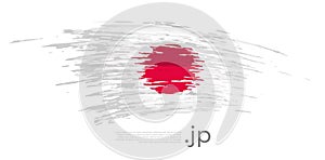 Japan flag. Brush strokes, grunge. Stripes colors of the japanese flag. Vector design national poster, template. Place for text.