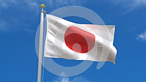 Japan Flag Country 3D Rendering in Blue Sky Background