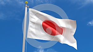 Japan Flag Country 3D Rendering in Blue Sky Background