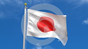 Japan Flag Country 3D Rendering in Blue Sky Background