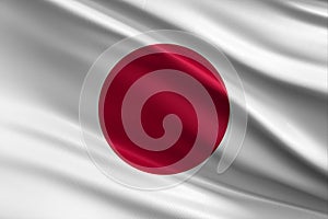 Japan flag with fabric texture, official colors, 3D illustration