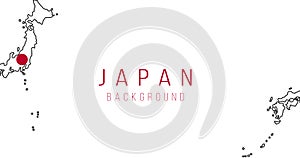 Japan flag map background. The flag of the country in the form of borders. Stock vector illustration isolated on white background