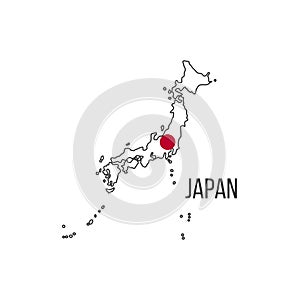 Japan flag map. The flag of the country in the form of borders. Stock vector illustration isolated on white background