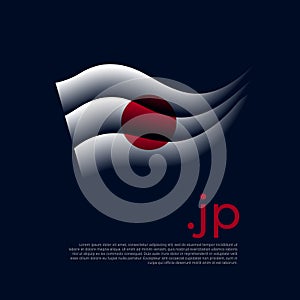 Japan flag. Stripes colors of the japanese flag on a dark background. Vector stylized design national poster with jp domain, place