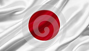 Japan flag waving with the wind, 3D illustration.