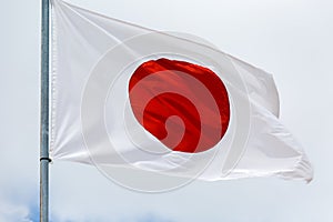 Japan flag waving on the wind