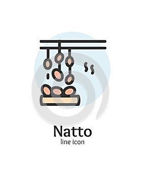 Japan Food Natto Sign Thin Line Icon Emblem Concept. Vector