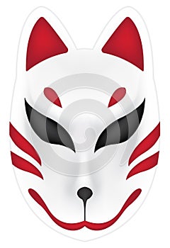 Japan fox kitsune mask on white background