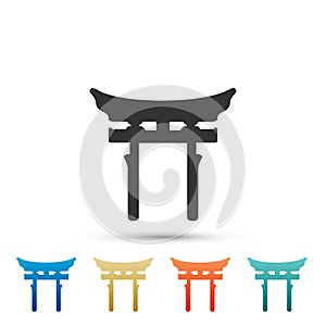 Japan Gate icon isolated on white background. Torii gate sign. Japanese traditional classic gate symbol. Set elements in