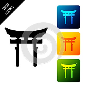 Japan Gate icon isolated on white background. Torii gate sign. Japanese traditional classic gate symbol. Set icons