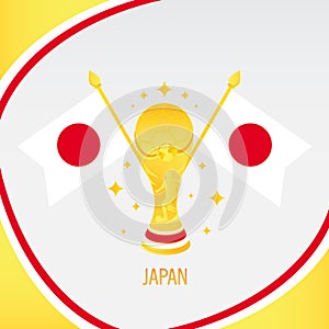 Japan Gold Football Trophy / Cup and Flag