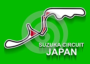 Japan grand prix race track for Formula 1 or F1 with flag. Detailed racetrack or national circuit