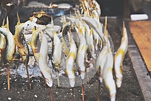 Japan grilled fish Ayu in Takayama