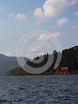 Japan Hakone Mt Fuji & Tori gate photo