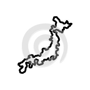 Black line icon for Japan, map and tokyo