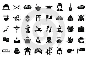 Japan icons set, simple style