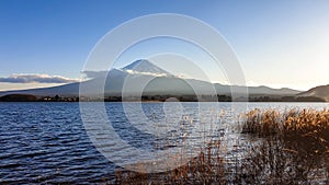 Japan - An idyllic view on Mt Fuji from Kawaguchiko Lake