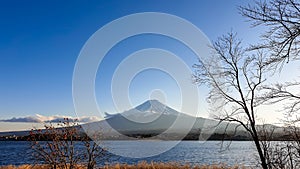 Japan - An idyllic view on Mt Fuji from Kawaguchiko Lake