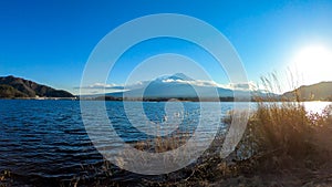 Japan - An idyllic view on Mt Fuji from Kawaguchiko Lake