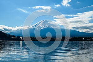 Japan - An idyllic view on Mt Fuji from Kawaguchiko Lake