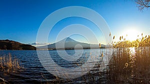 Japan - An idyllic view on Mt Fuji from Kawaguchiko Lake