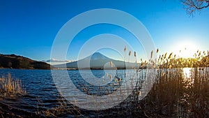 Japan - An idyllic view on Mt Fuji from Kawaguchiko Lake