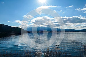 Japan - An idyllic view on Mt Fuji from Kawaguchiko Lake